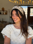 קשת לשיער סאטן בז גולד חלק מבריק