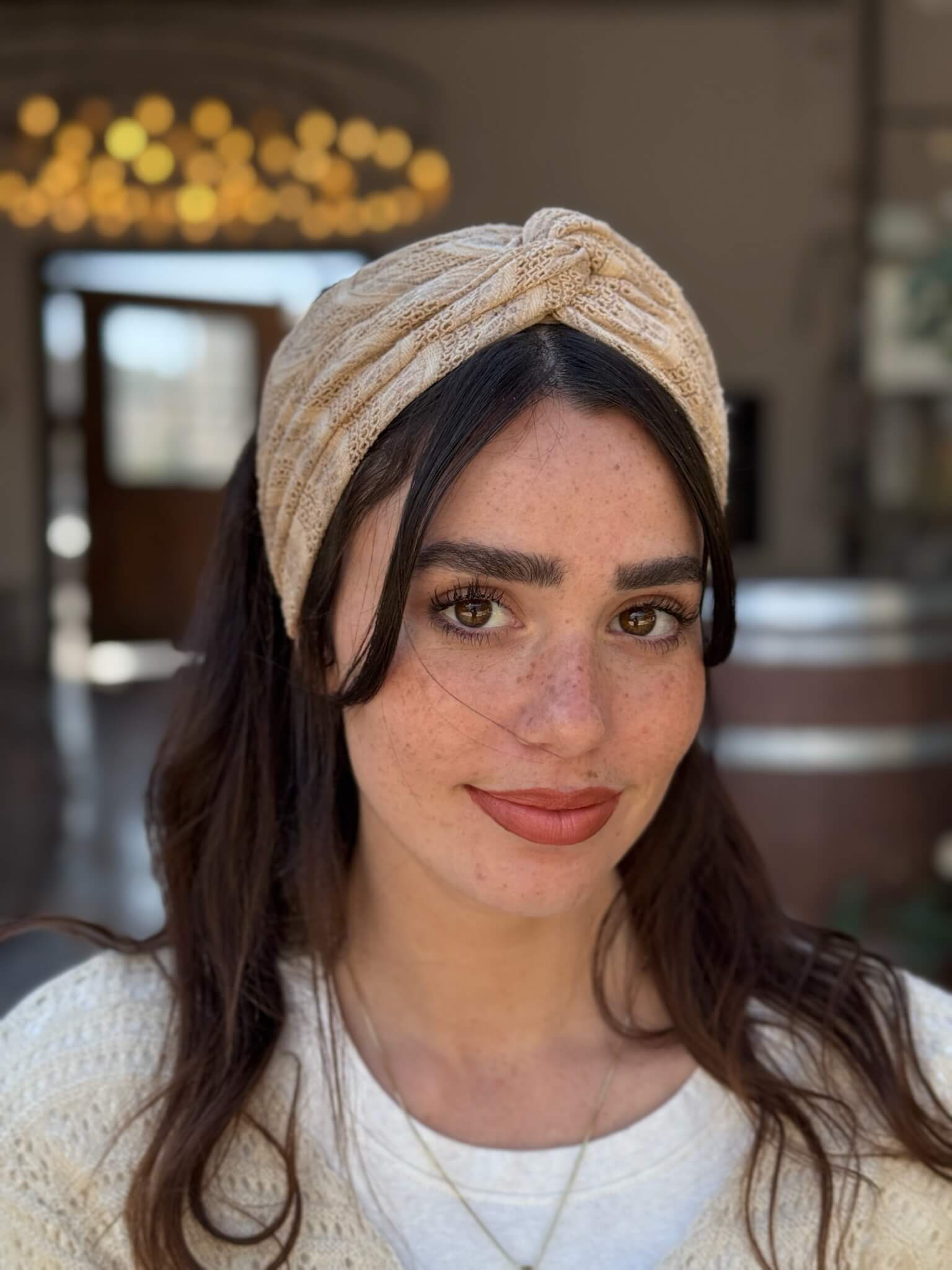 מיני טורבן קרושה מיוחד בצבע חול ביז