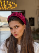 קשת לשיער שיפון מיוחד ורוד דובדבן חלק