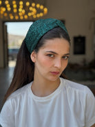 מיני טורבן רשת פייטים ירוק בקבוק