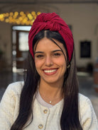 סרט קשירה לשיער מיני פליסה בורדו חלק