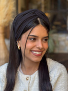 סרט לשיער שיפון שחור מט