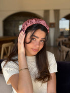 קשת לשיער שיפון ורוד עתיק מנומר