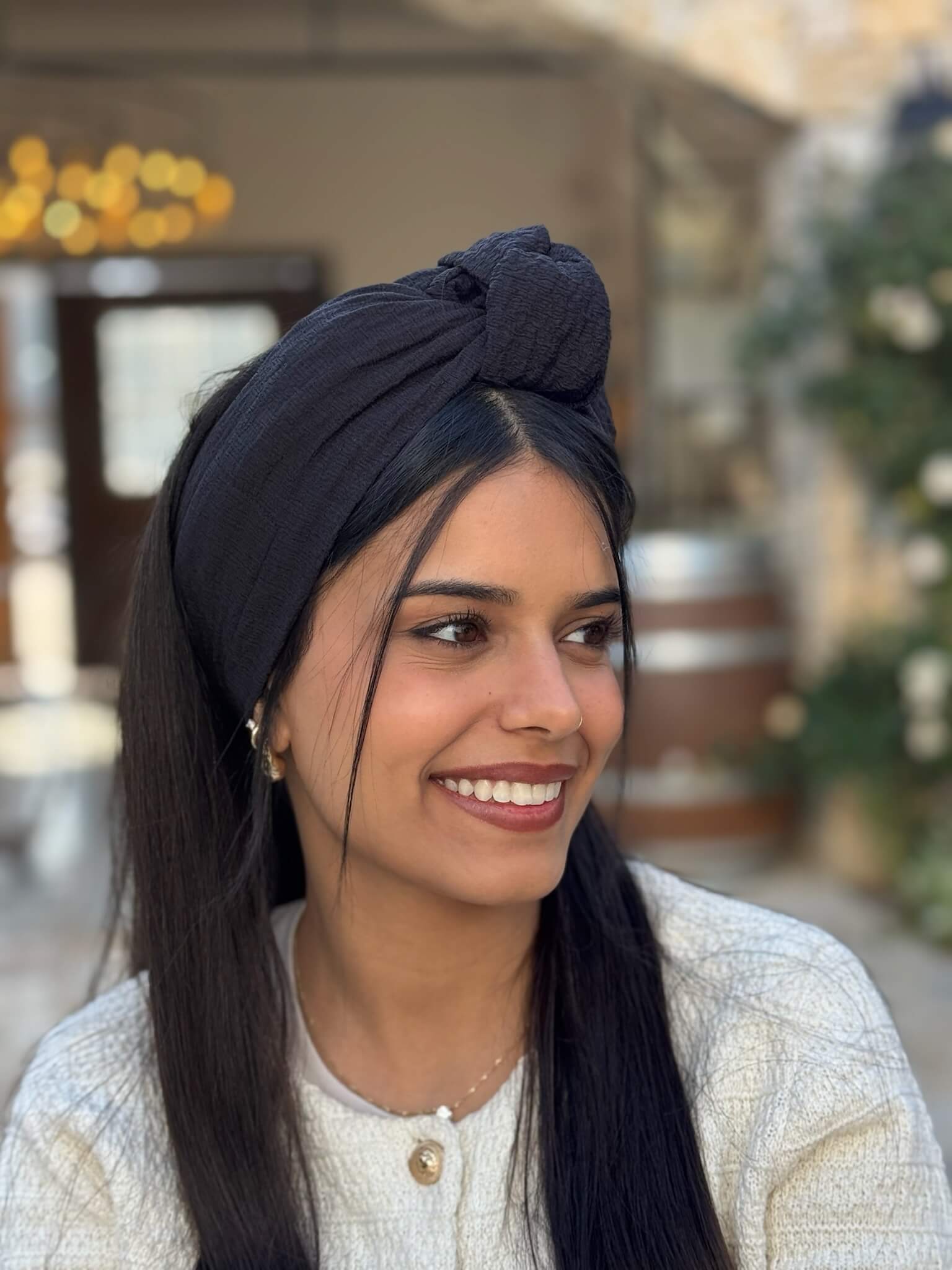 סרט קשירה לשיער שחור בועות