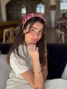 קשת לשיער שיפון ורוד עתיק מנומר
