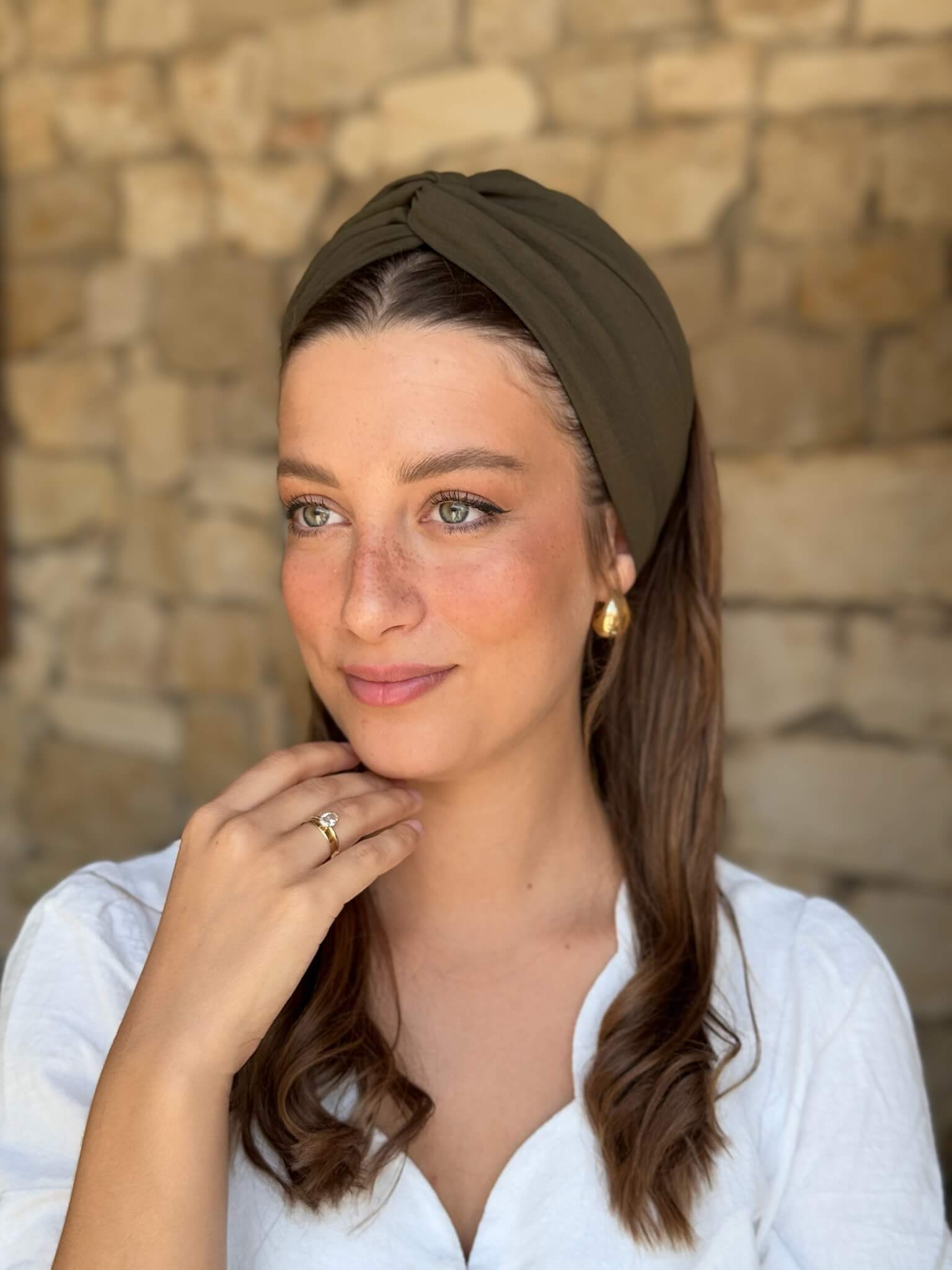 מיני טורבן שיפון ירוק חאקי