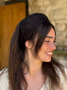 מיני טורבן שחור בד צדפות