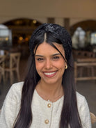 טורבן על בסיס רשת שחור עם עיטורים פייט שחור שחור