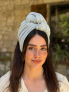 סרט קשירה לשיער מיני פליסה כסוף
