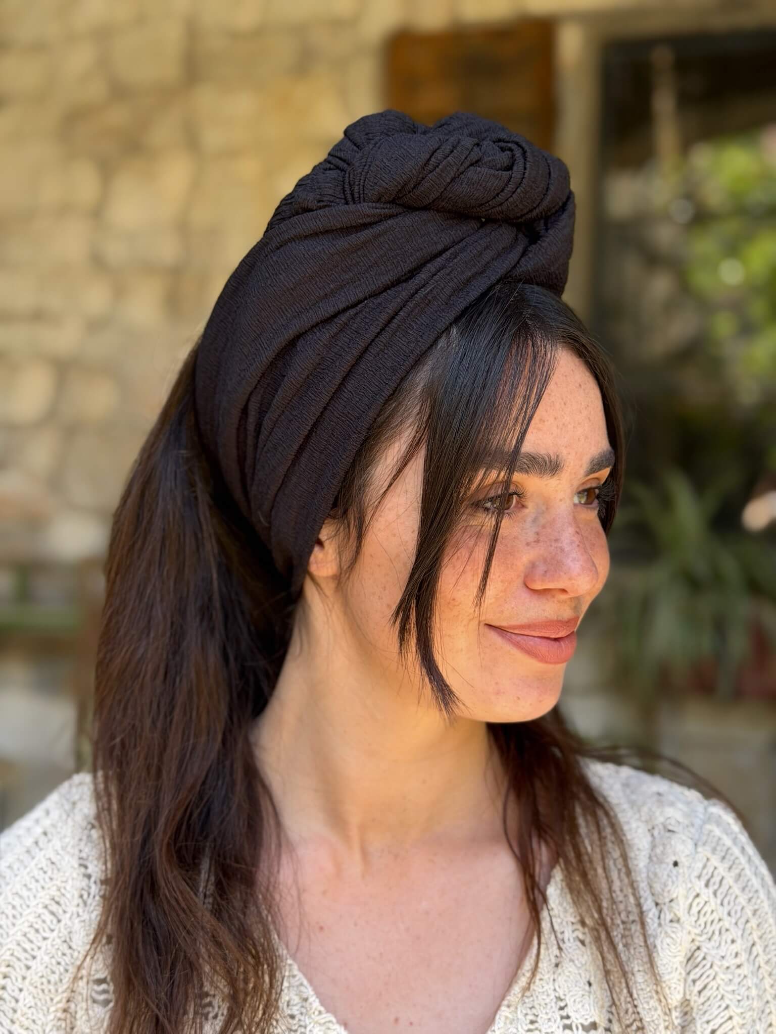 סרט קשירה לשיער בד כוורת שחור