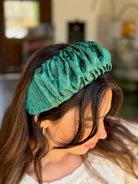קשת לשיער שיפון ירוק אמרלד מנומר צבע על צבע