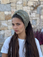 טורבן פייטים חום מוזהב