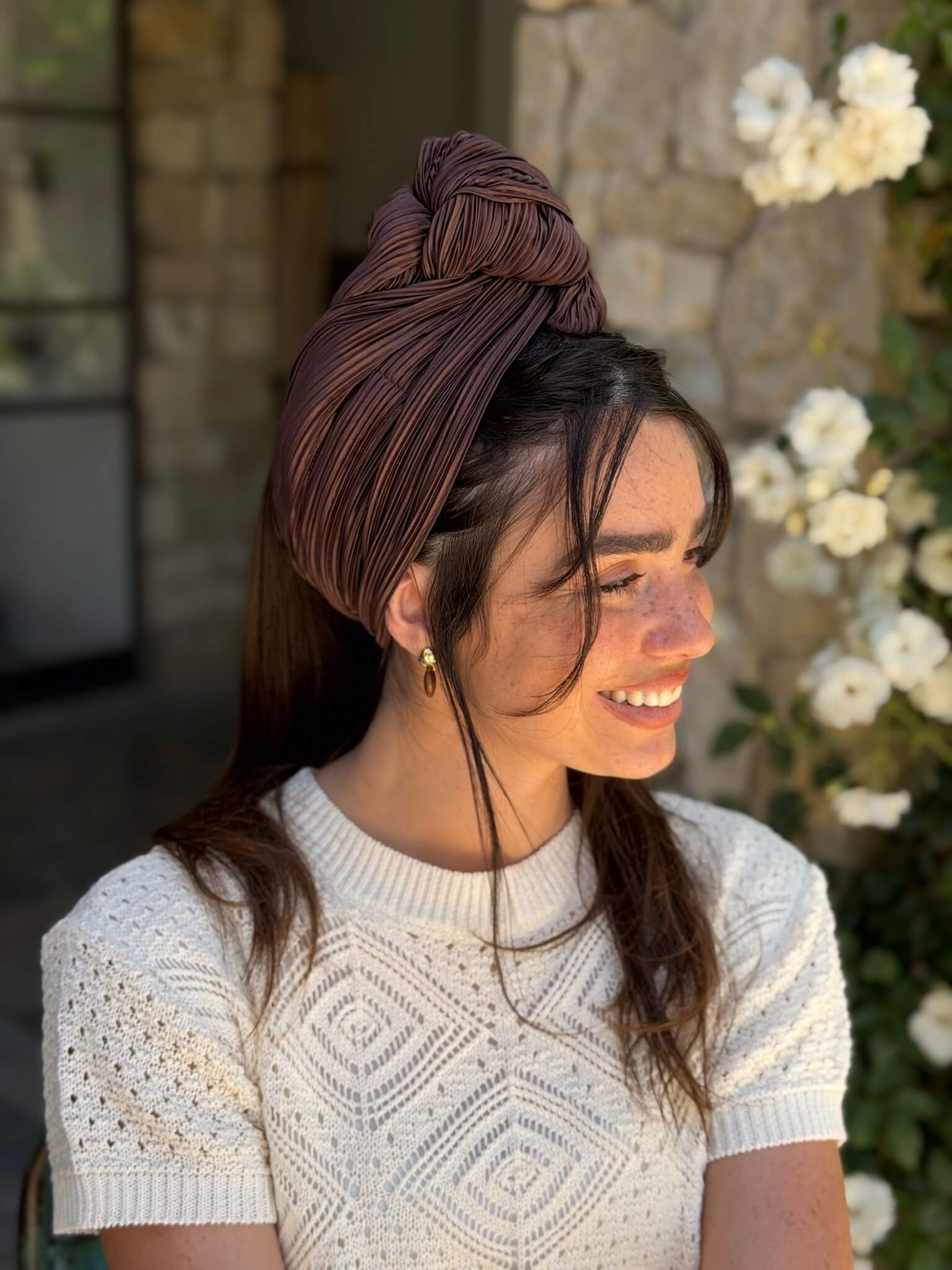 סרט קשירה לשיער פליסה חום שוקולד