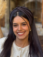 סרט לשיער שיפון חלק שחור מבריק עדין